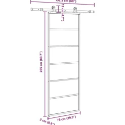 vidaXL Puerta corredera con set herrajes vidrio ESG aluminio 76x205 cm Discount