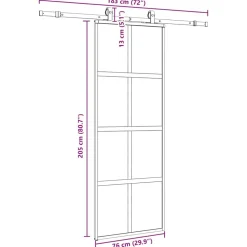 vidaXL Puerta corredera con herrajes negro 76x205 cm vidrio templado Negro y transparente oscuro Hot
