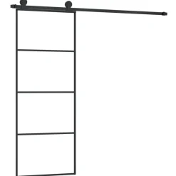 vidaXL Puerta corredera con set herrajes vidrio ESG aluminio 76x205 cm New