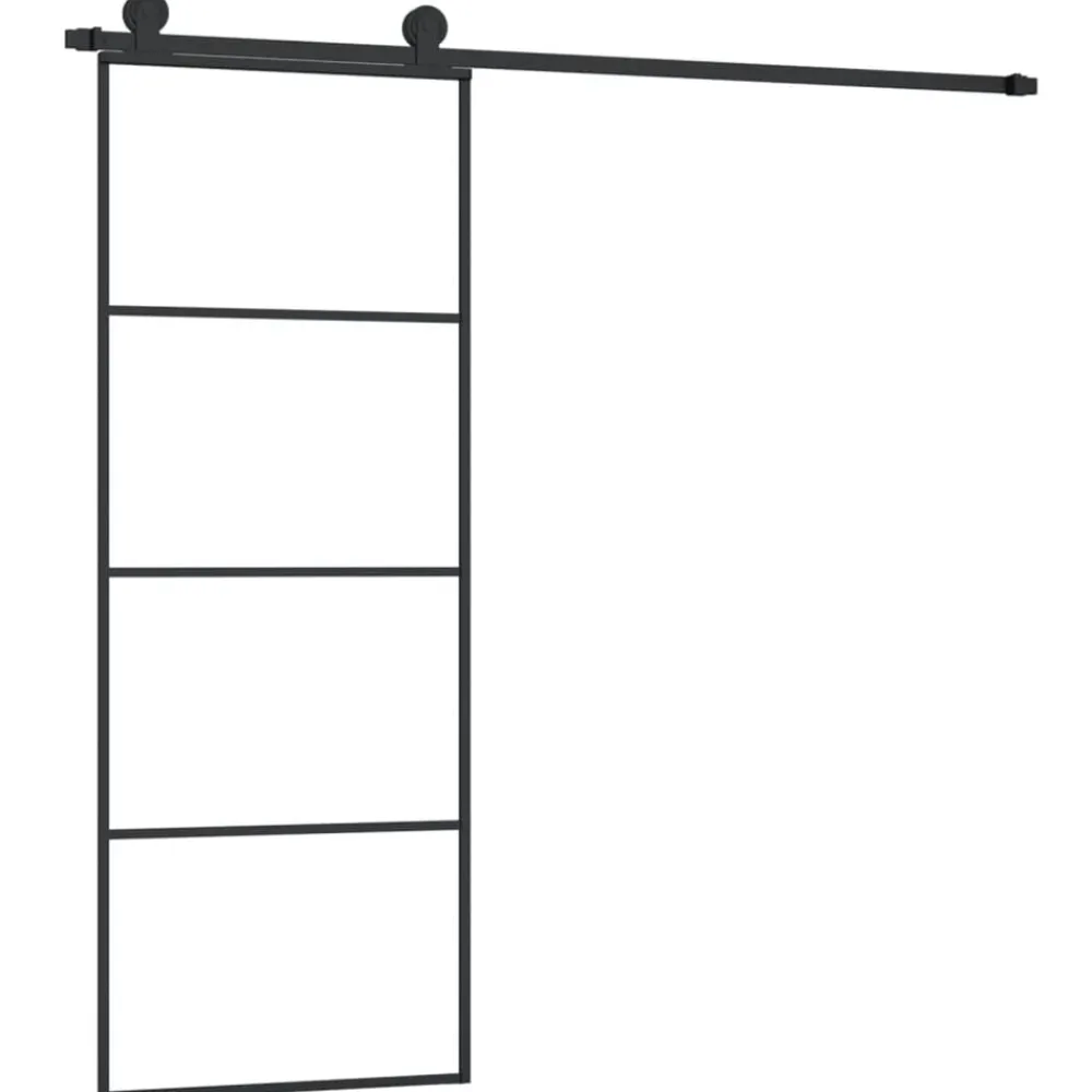 vidaXL Puerta corredera con set herrajes vidrio ESG aluminio 76x205 cm New
