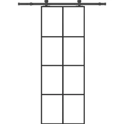 vidaXL Materiales De Construcción-Puerta corredera con set herrajes vidrio ESG aluminio 76x205 cm