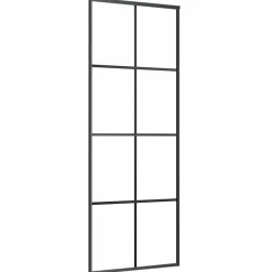 vidaXL Materiales De Construcción-Puerta corredera con set herrajes vidrio ESG aluminio 76x205 cm