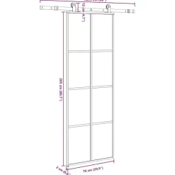 vidaXL Materiales De Construcción-Puerta corredera con set herrajes vidrio ESG aluminio 76x205 cm