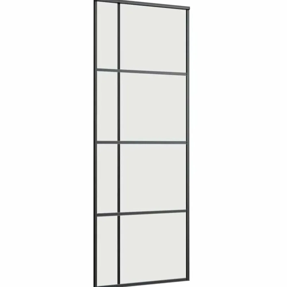 vidaXL Puerta corredera con juego herrajes negro 76x205 cm ESG vidrio Online