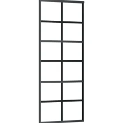 vidaXL Materiales De Construcción-Puerta corredera con herrajes ESG vidrio y aluminio 76x205 cm