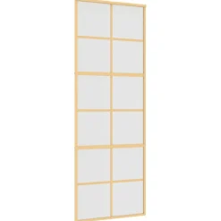 vidaXL Puerta corredera dorada vidrio ESG esmerilado aluminio 76x205cm Dorado y mate Online