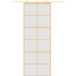 vidaXL Puerta corredera dorada vidrio ESG esmerilado aluminio 76x205cm Dorado y mate Online