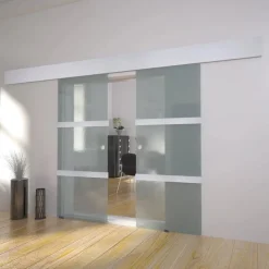 vidaXL Puerta corredera doble de vidrio Best