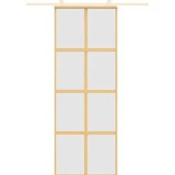 vidaXL Puerta corredera dorada vidrio ESG esmerilado aluminio 76x205cm Dorado Discount