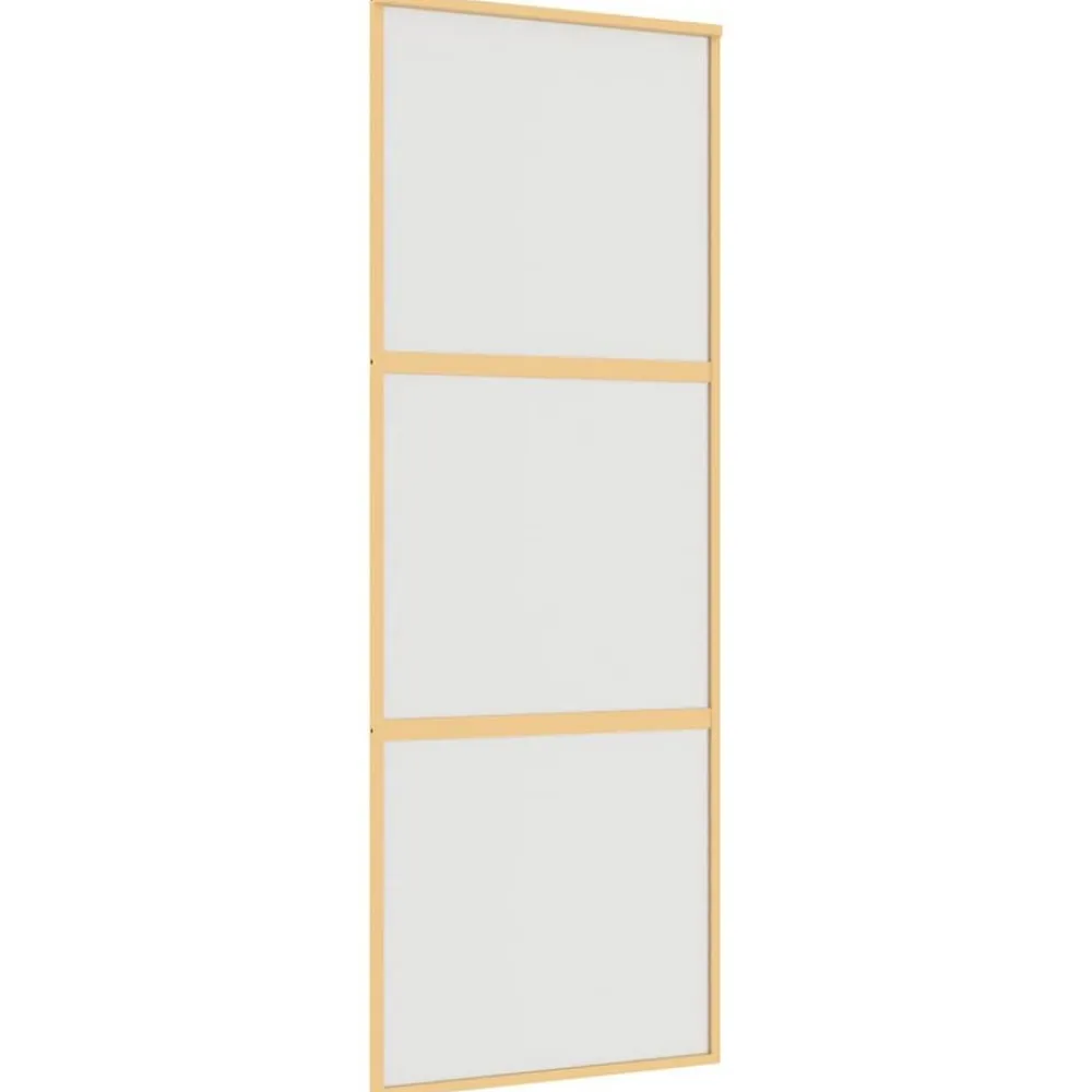 vidaXL Puerta corredera dorada vidrio ESG esmerilado aluminio 76x205cm Dorado y mate Best
