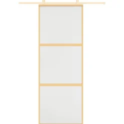 vidaXL Puerta corredera dorada vidrio ESG esmerilado aluminio 76x205cm Dorado y mate Best
