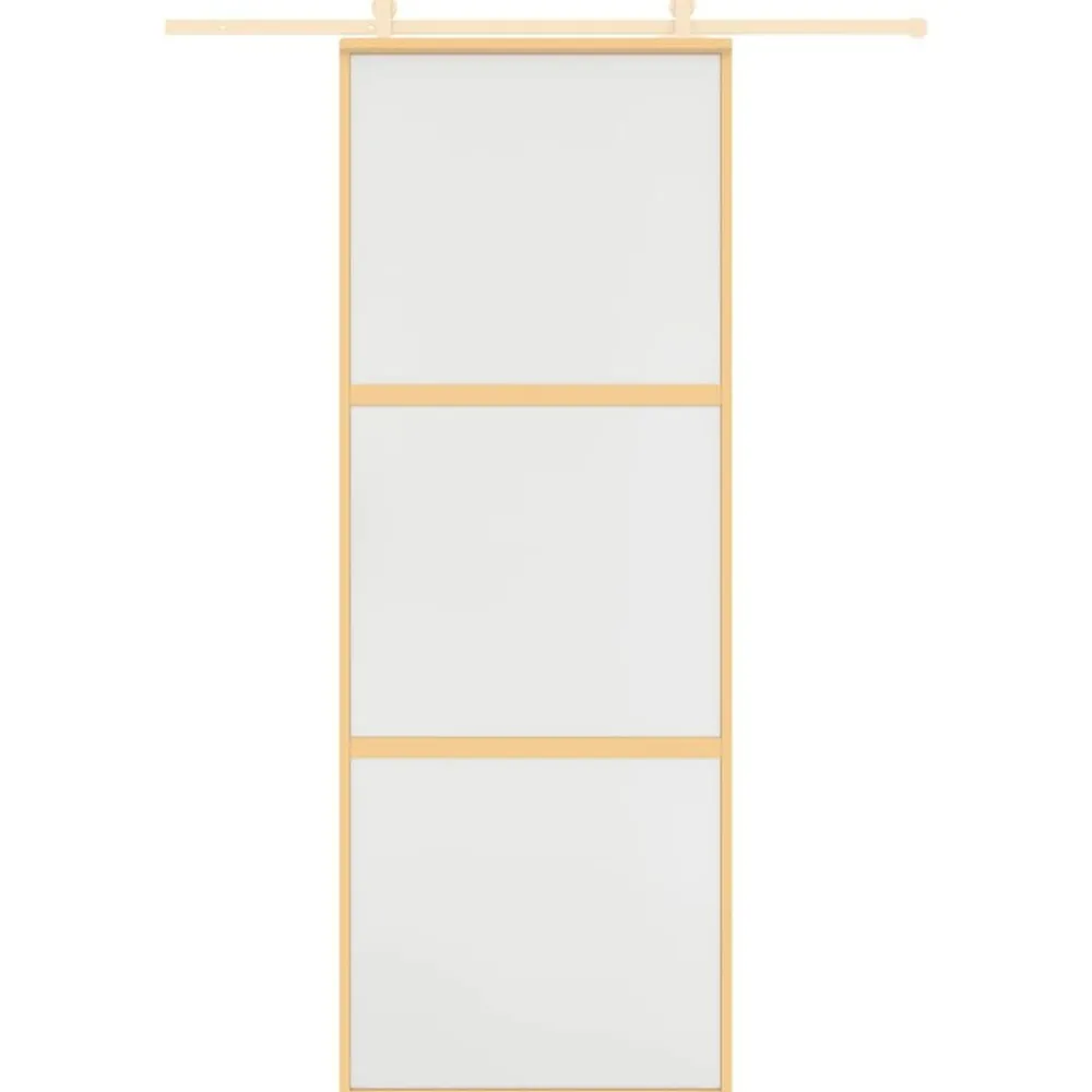 vidaXL Puerta corredera dorada vidrio ESG esmerilado aluminio 76x205cm Dorado y mate Best