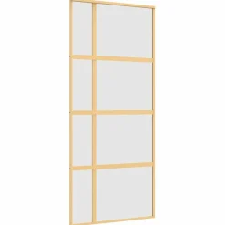 vidaXL Materiales De Construcción-Puerta corredera dorada vidrio ESG esmerilado aluminio 90x205cm