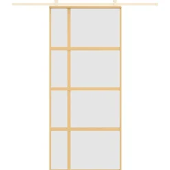 vidaXL Materiales De Construcción-Puerta corredera dorada vidrio ESG esmerilado aluminio 90x205cm