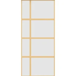 vidaXL Materiales De Construcción-Puerta corredera dorada vidrio ESG esmerilado aluminio 90x205cm