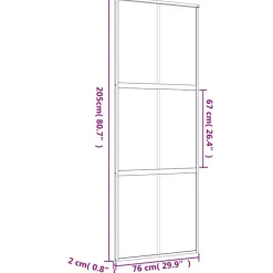 vidaXL Materiales De Construcción-Puerta corredera dorada vidrio ESG esmerilado aluminio 76x205cm