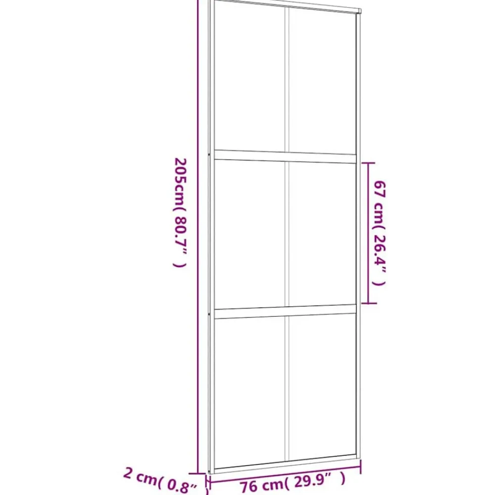 vidaXL Materiales De Construcción-Puerta corredera dorada vidrio ESG esmerilado aluminio 76x205cm