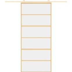 vidaXL Puerta corredera dorada de vidrio ESG transparente y aluminio Dorado Discount
