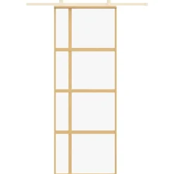 vidaXL Puerta corredera dorada de vidrio ESG transparente y aluminio Dorado Best