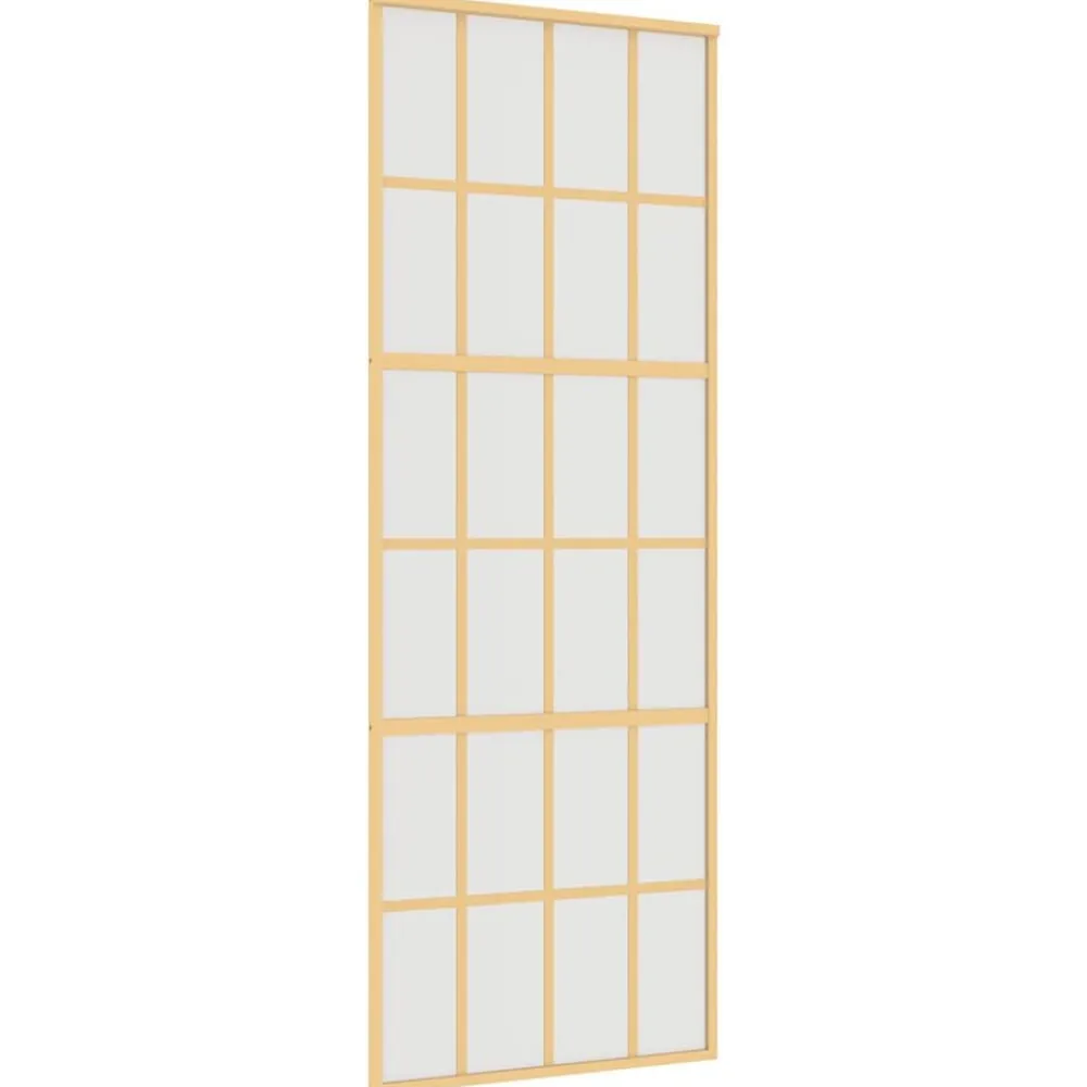 vidaXL Puerta corredera dorada vidrio ESG esmerilado aluminio 76x205cm Dorado y mate Clearance