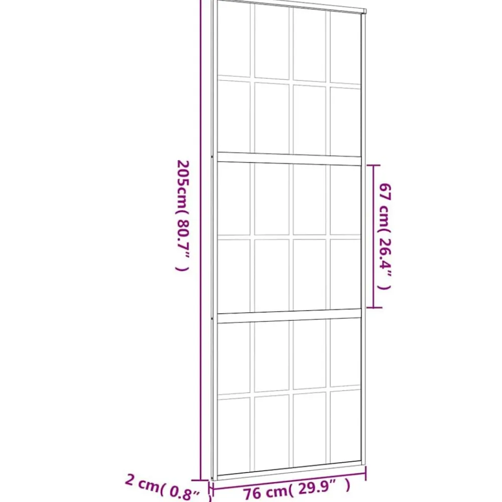 vidaXL Puerta corredera dorada vidrio ESG esmerilado aluminio 76x205cm Dorado y mate Clearance