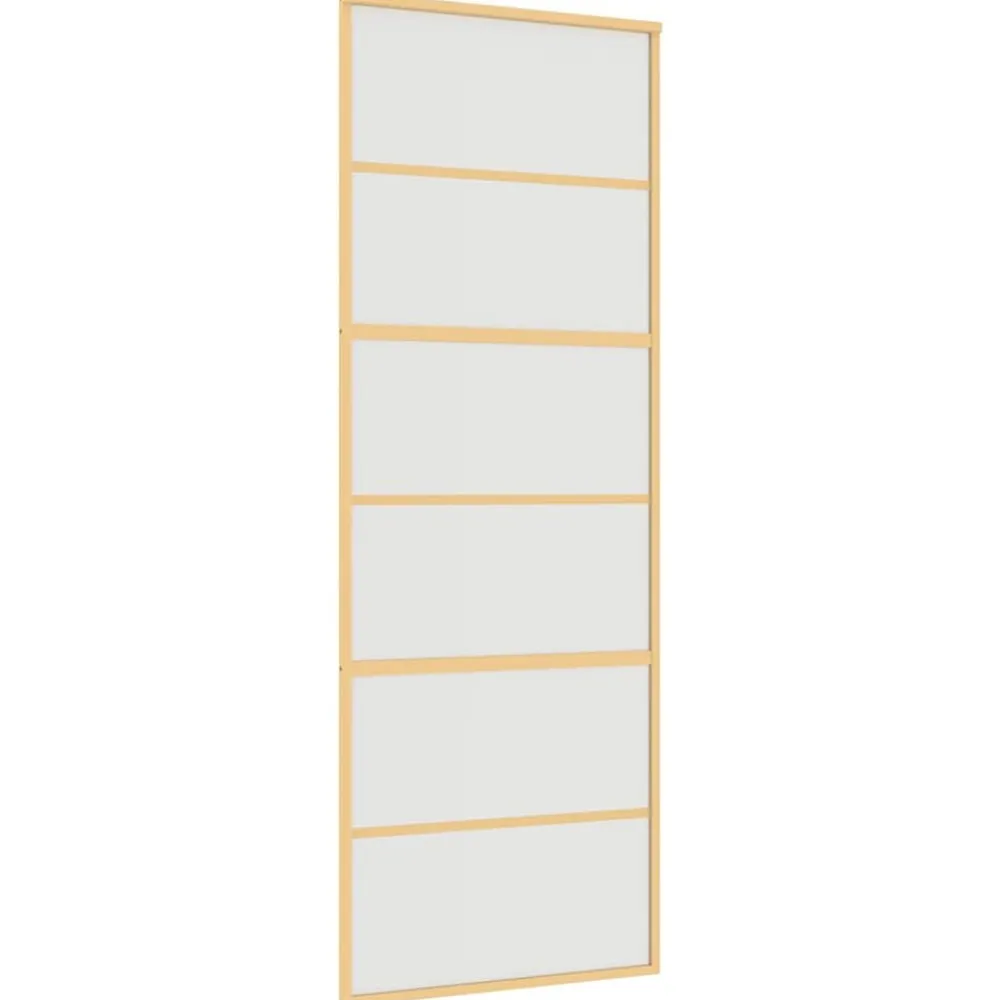 vidaXL Materiales De Construcción-Puerta corredera dorada vidrio ESG esmerilado aluminio 76x205cm