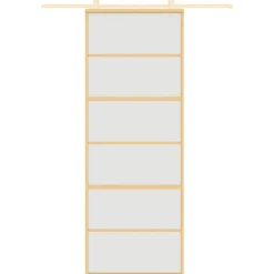 vidaXL Materiales De Construcción-Puerta corredera dorada vidrio ESG esmerilado aluminio 76x205cm
