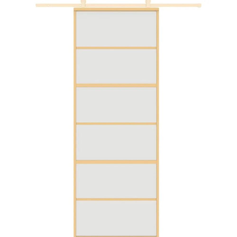 vidaXL Materiales De Construcción-Puerta corredera dorada vidrio ESG esmerilado aluminio 76x205cm