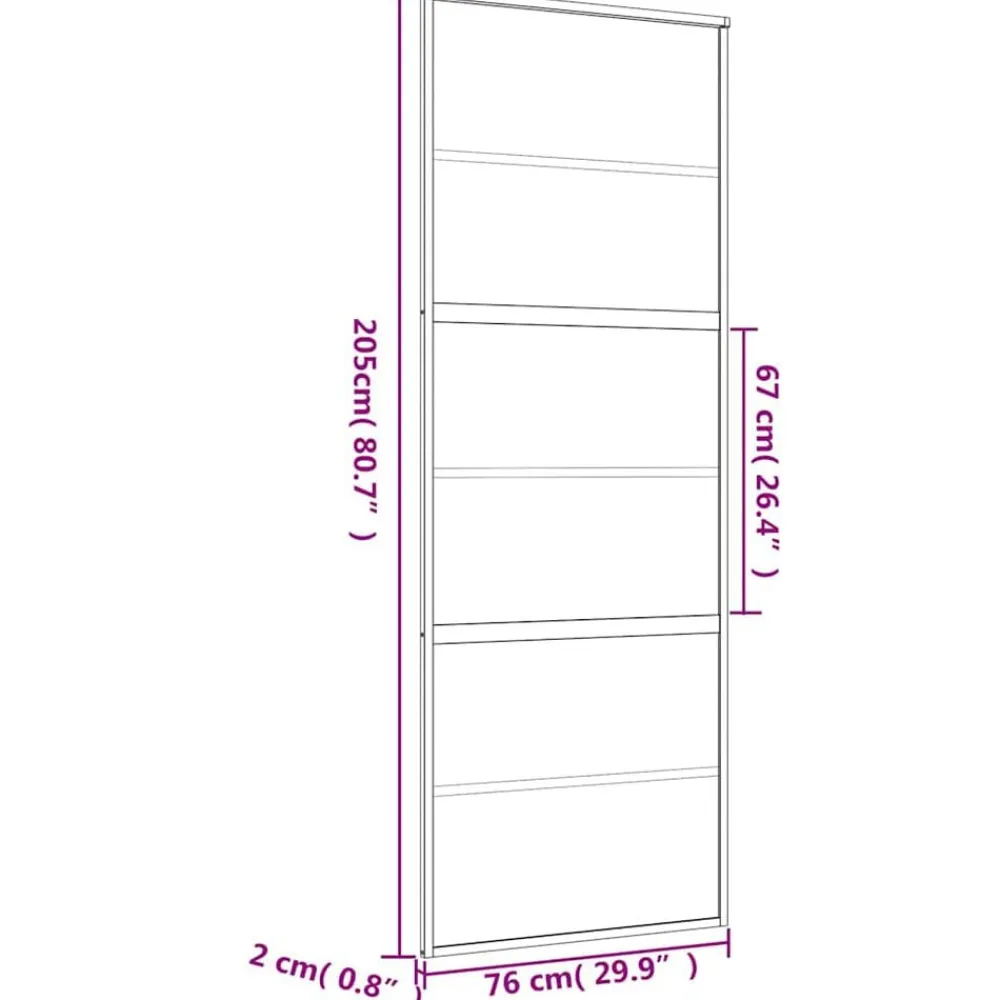 vidaXL Materiales De Construcción-Puerta corredera dorada vidrio ESG esmerilado aluminio 76x205cm