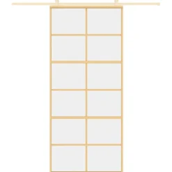 vidaXL Puerta corredera dorada de vidrio ESG transparente y aluminio Dorado Hot