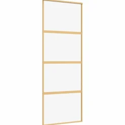 vidaXL Materiales De Construcción-Puerta corredera dorada de vidrio ESG transparente y aluminio