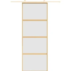vidaXL Puerta corredera dorada vidrio ESG esmerilado aluminio 76x205cm Dorado Clearance