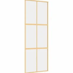 vidaXL Materiales De Construcción-Puerta corredera dorada de vidrio ESG transparente y aluminio