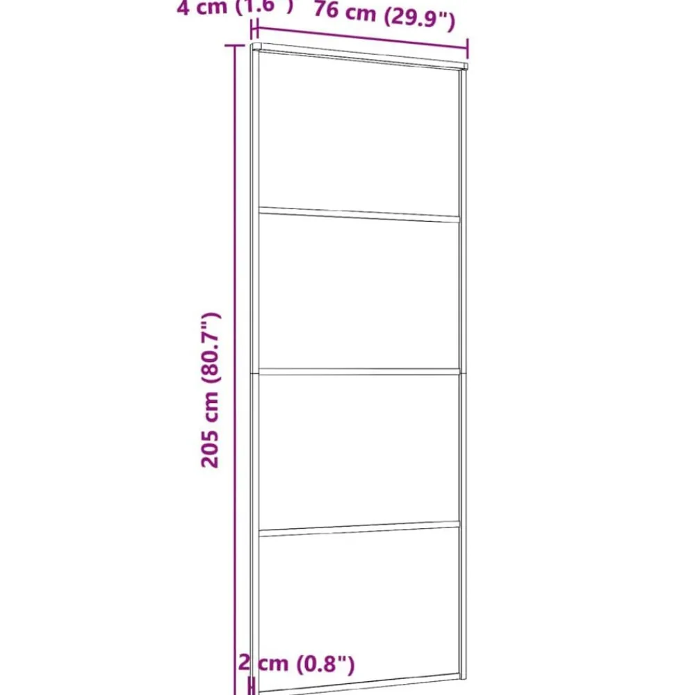 vidaXL Materiales De Construcción-Puerta corredera ESG aluminio y vidrio ESG negra 76x205 cm