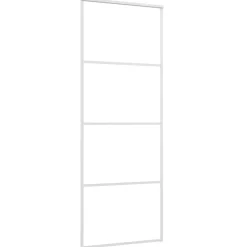 vidaXL Materiales De Construcción-Puerta corredera ESG vidrio y aluminio blanca 76x205 cm