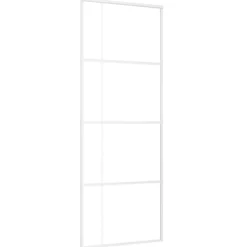 vidaXL Materiales De Construcción-Puerta corredera ESG vidrio y aluminio blanca 76x205 cm