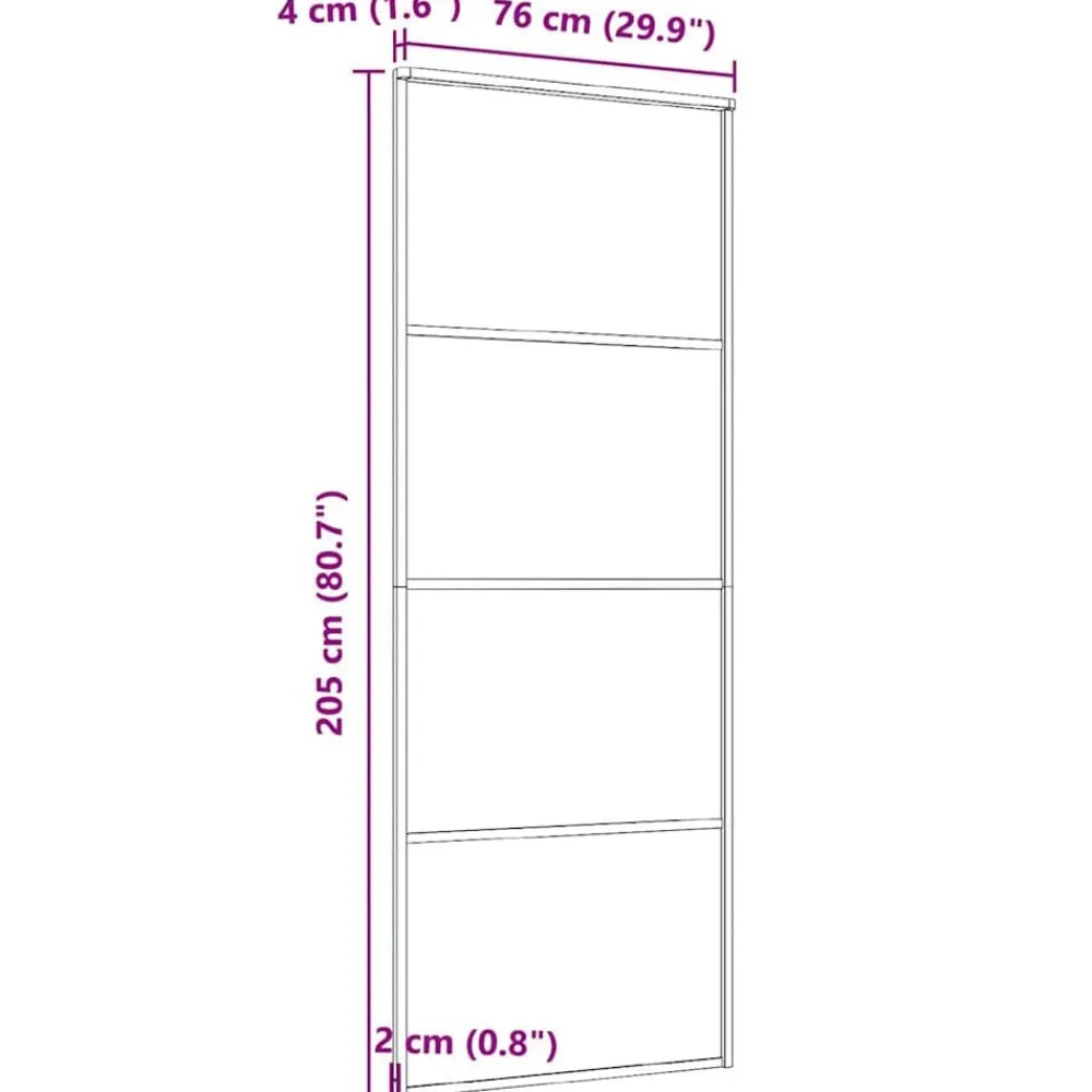 vidaXL Materiales De Construcción-Puerta corredera ESG vidrio y aluminio negra 76x205 cm