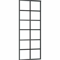 vidaXL Puerta corredera ESG vidrio y aluminio negra 76x205 cm Discount