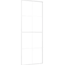 vidaXL Materiales De Construcción-Puerta corredera ESG vidrio y aluminio blanca 76x205 cm