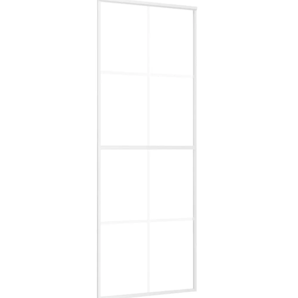 vidaXL Materiales De Construcción-Puerta corredera ESG vidrio y aluminio blanca 76x205 cm