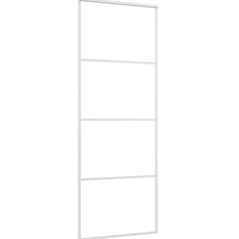 vidaXL Puerta corredera ESG vidrio y aluminio 76x205 cm Blanco
