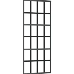 vidaXL Materiales De Construcción-Puerta corredera ESG vidrio y aluminio negra 76x205 cm
