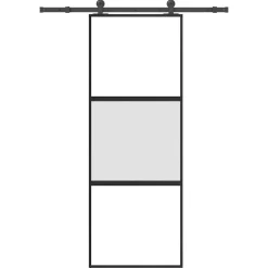 vidaXL Materiales De Construcción-Puerta corredera set herrajes vidrio templado aluminio 76x205cm
