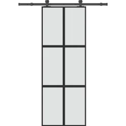 vidaXL Materiales De Construcción-Puerta corredera set herrajes vidrio templado aluminio 76x205cm