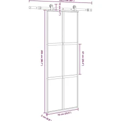 vidaXL Materiales De Construcción-Puerta corredera set herrajes vidrio templado aluminio 76x205cm