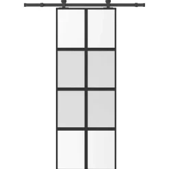 vidaXL Puerta corredera set herrajes vidrio templado aluminio 76x205cm