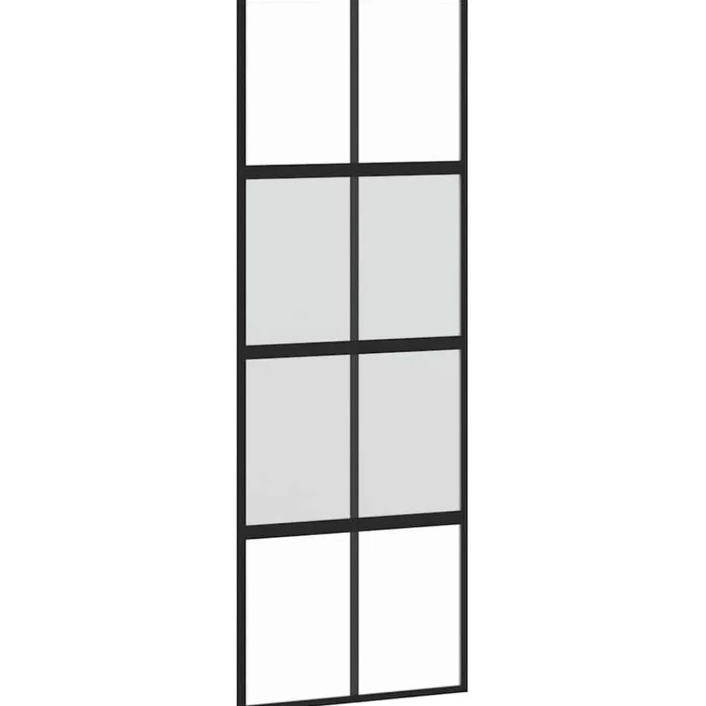 vidaXL Puerta corredera set herrajes vidrio templado aluminio 76x205cm