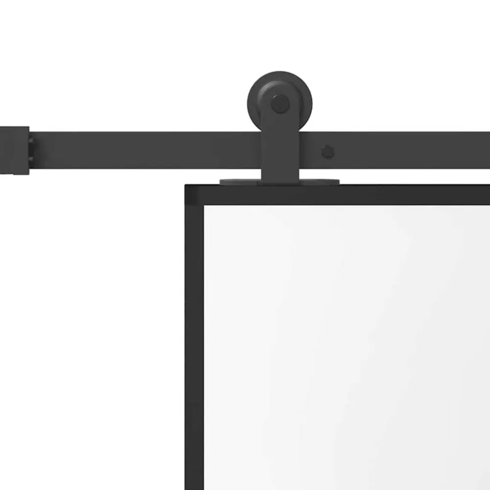 vidaXL Puerta corredera set herrajes vidrio templado aluminio 76x205cm