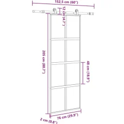vidaXL Materiales De Construcción-Puerta corredera set herrajes vidrio templado aluminio 76x205cm