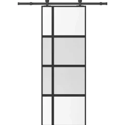 vidaXL Materiales De Construcción-Puerta corredera set herrajes vidrio templado aluminio 76x205cm